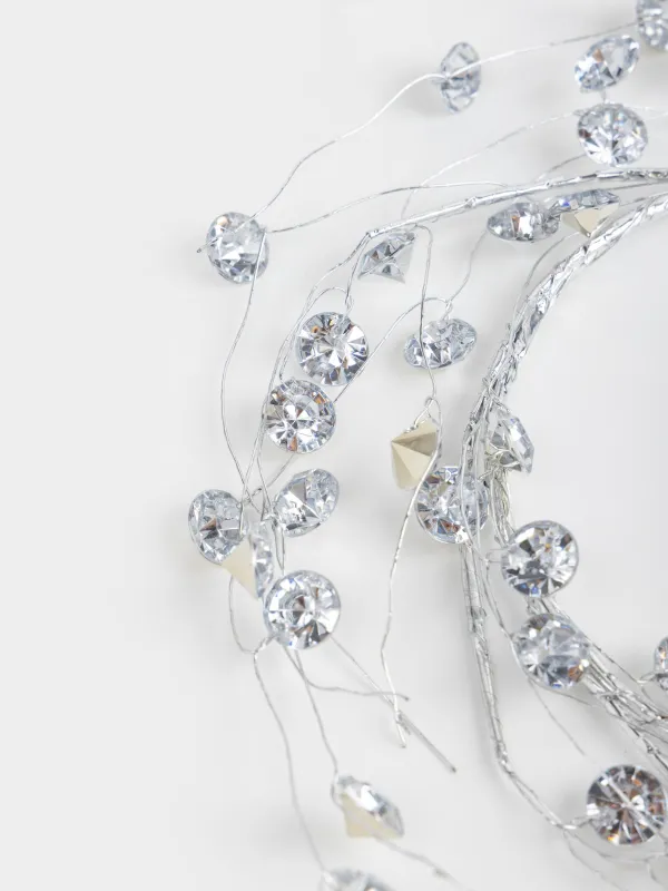 Венок для свечи, 9/16 см, пластик/металл, серебристый, Кристаллы, Crystal decor, image-2