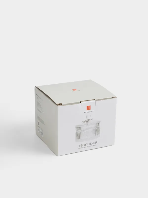 Сақтау ыдысы, 12,5х12 см, 600 мл, шыны Р/металл, Күміс гүлдер, Ribby silver, image-5