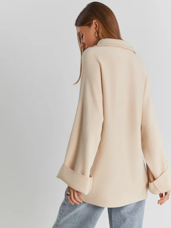 Әйелдер свитері, өлшемі S, сыдырмасы бар, вискоза/полиэстер/нейлон, сарғылт-қоңыр, Altea, image-3