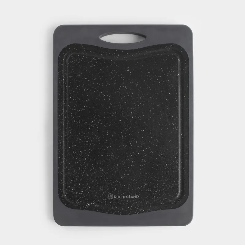 Доска разделочная, 33х23 см, двусторонняя, бамбук/пластик, черная, Marble bamboo