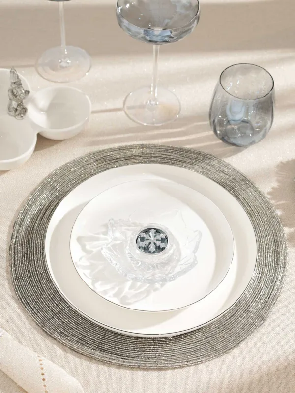 Аспаптардың астына қойылатын майлық, 36 см, майда моншақ, дөңгелек, ашық күміс түстес, Shiny beads, image-3