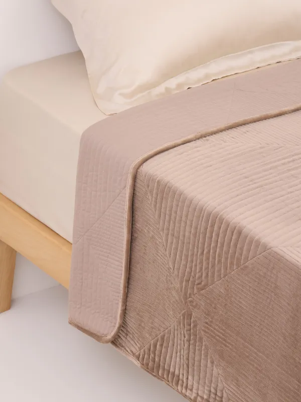 Көрпе, 220х240 см, көрпе, барқыт / микрофибра, қоңыр, Гауһар, Stitch velvet, image-1