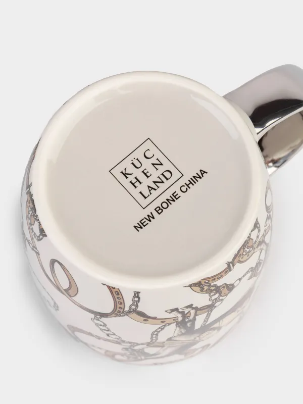 Саптыаяқ, 380 мл, фарфор N, сұр-күміс, Жылқы, Horse silver, image-3