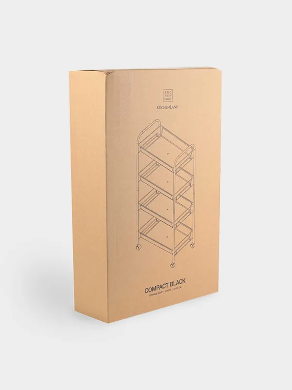 Стажерка, 4 деңгейлі, 44х26х83 см, дөңгелектерде, металл, қара, Compact Black, image-4