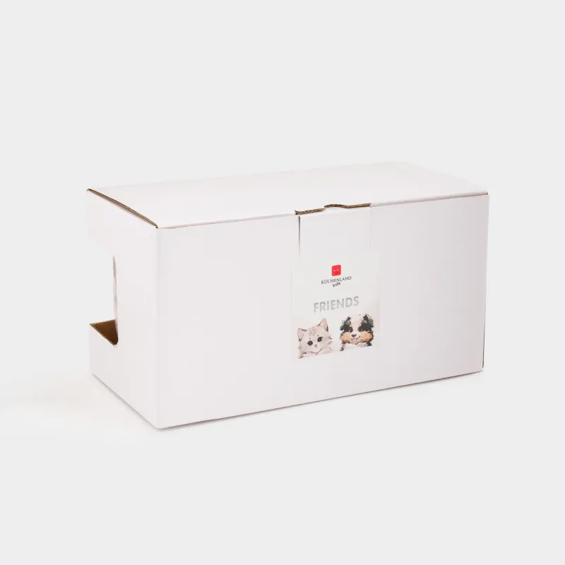 Саптыаяқ, 350 мл, 2 дана, фарфор F, көк/қызғылт, Мысық/Ит, Friends, image-4