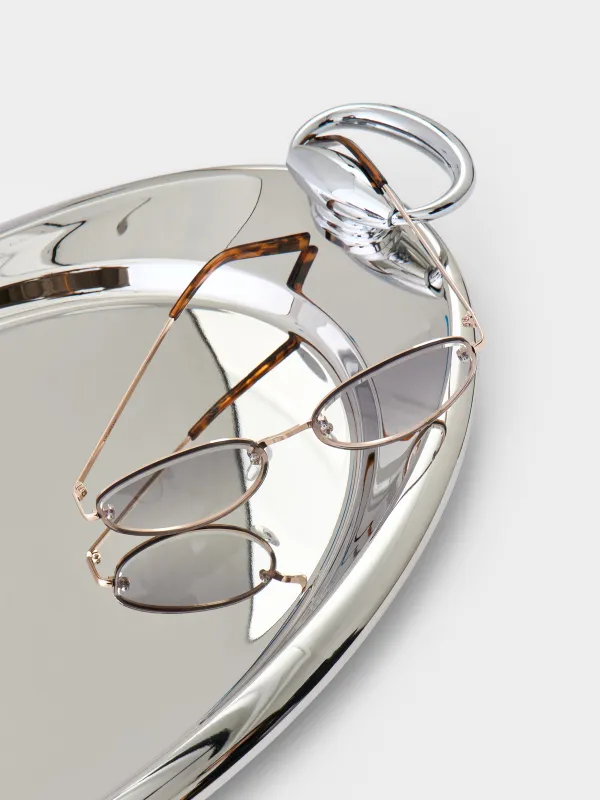 Күннен қорғайтын көзілдірік, металл/акрил, жиексіз, сопақ, алтын-сұр, Eyewear, image-3