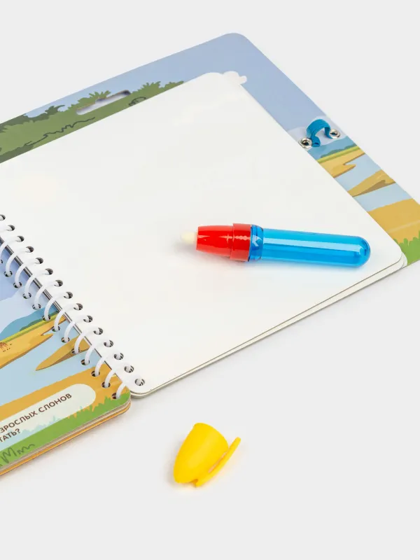 Раскраска водная, 19x19 см, 6 л, многоразовая, с маркером, картон, Зоопарк, Creative aqua, image-6