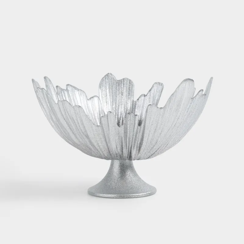 Жеміс вазасы, 26х17 см, аяқты, шыны Р, күміс түстес және сұр градиент, Verge gradient