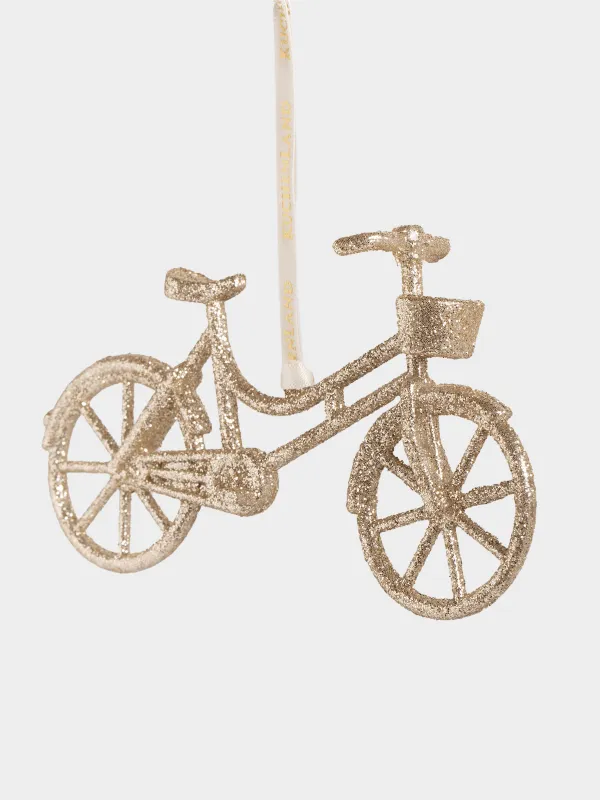 Шырша ойыншығы, 13 см, акрил, жылтырақтары бар, шампан, Велосипед, Figure sparkle, image-0