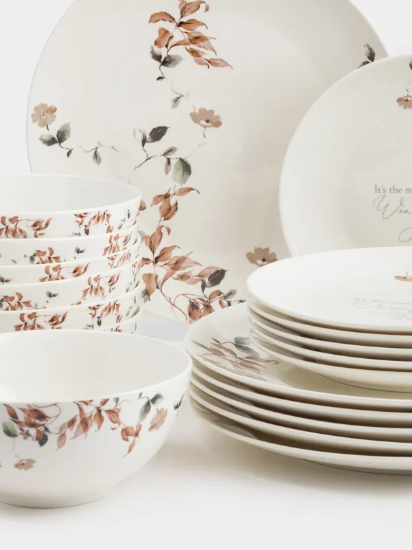 Ас сервизі, 6 адам, 19 зат, фарфор N, Күзгі гүлдер, Refined floral, image-6