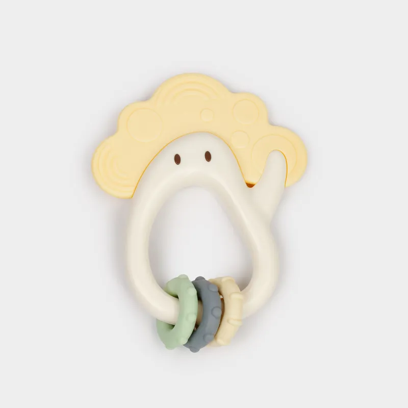Игрушка-прорезыватель, 3 подвески, на кольце, силикон/пластик, бежевая, Kiddy