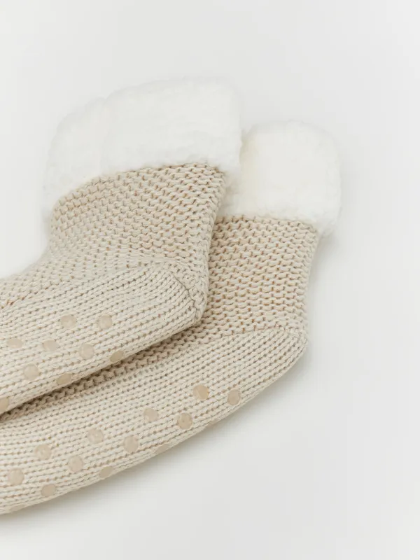 Әйелдерге арналған шұлықтар, үйге арналған, өлшемі 36-38, акрил/жасанды үлбір, сарғылт-қоңыр, Knitted soft, image-1