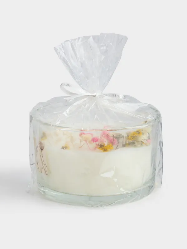 Свеча ароматическая, 8 см, три фитиля, в подсвечнике, с сухоцветами, Honeysuckle, Balmy summer, image-5