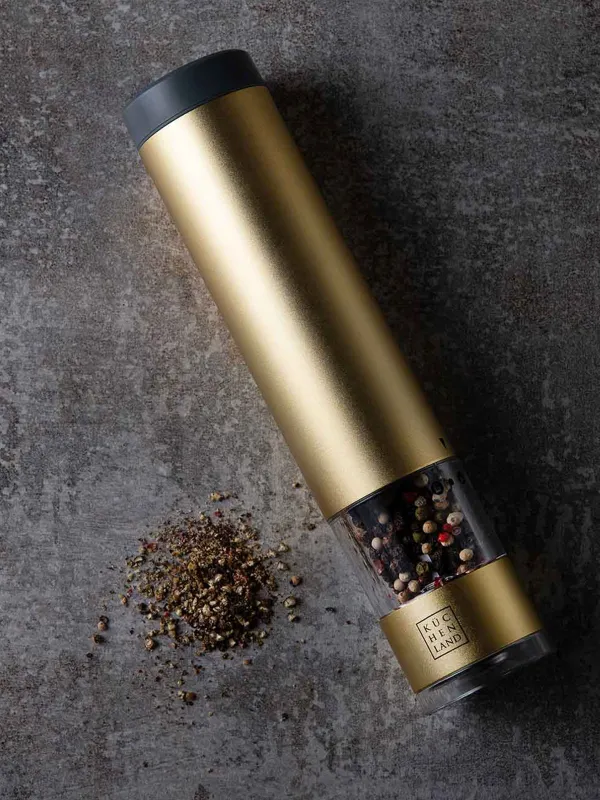 Дәмдеуіш диірмені, 22 см, электр, металл/пластик, LED W, алтын, Piquant, image-5