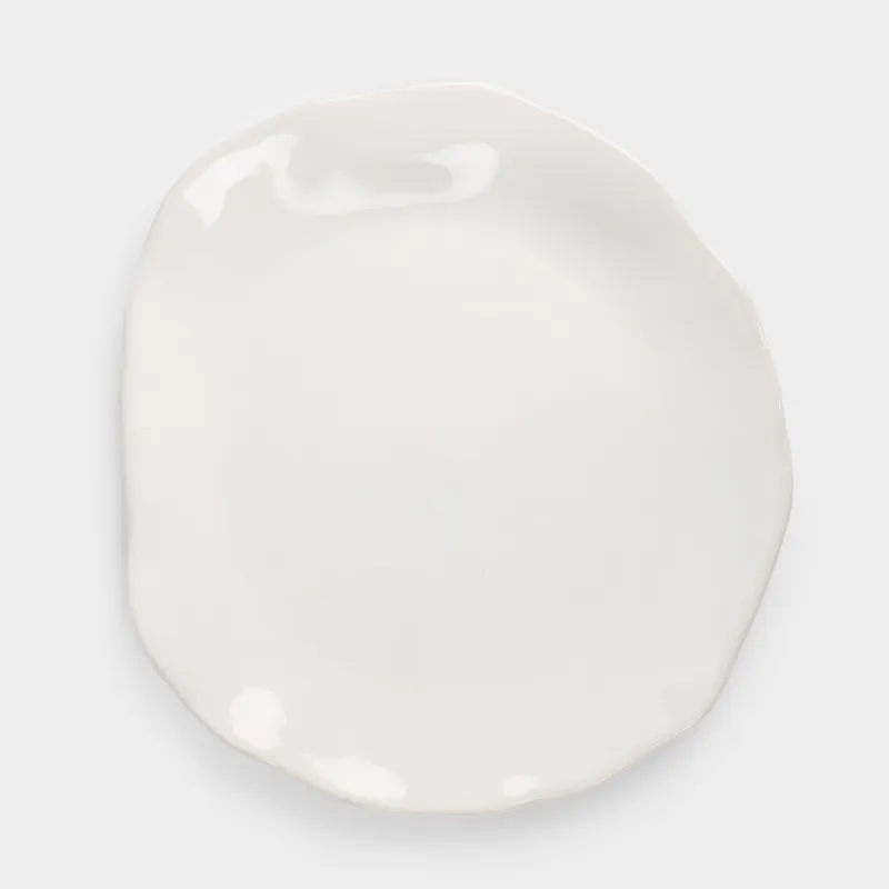 Тарелка обеденная, 27 см, керамика, белая, Неровный край, Bumpy