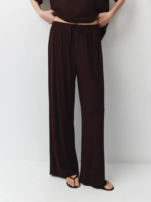 Әйелдер шалбары, үйге арналған, өлшемі S, бамбук/эластан К, қоңыр, Elodie, image-1