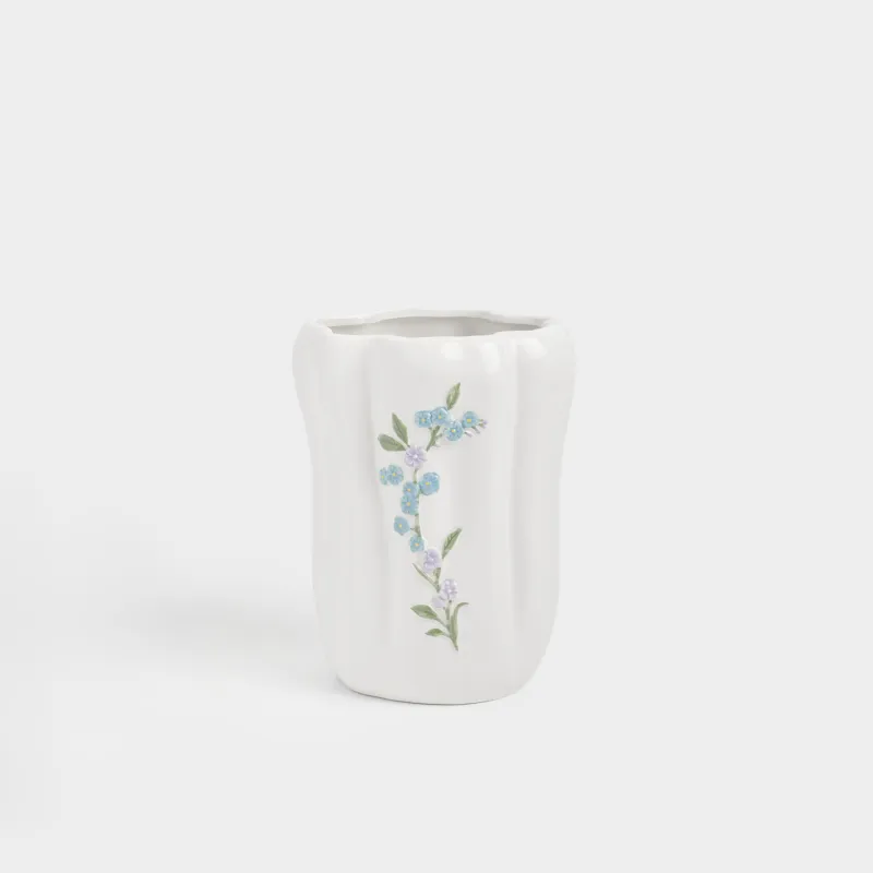 Ваза для цветов, 20 см, керамика D, белая, Незабудка, Crumple flower