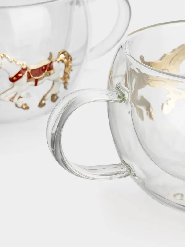 Кружка, 270 мл, 2 шт, стекло Б/металл, Лошадка, Air decor, image-4