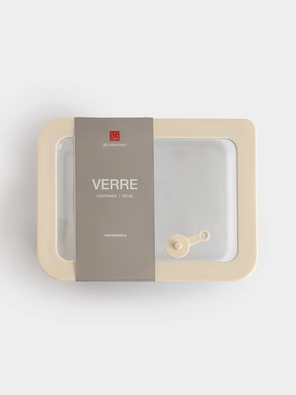 Контейнер, 700 мл, с клапаном, стекло Т/силикон, прямоугольный, бежевый, Verre, image-5