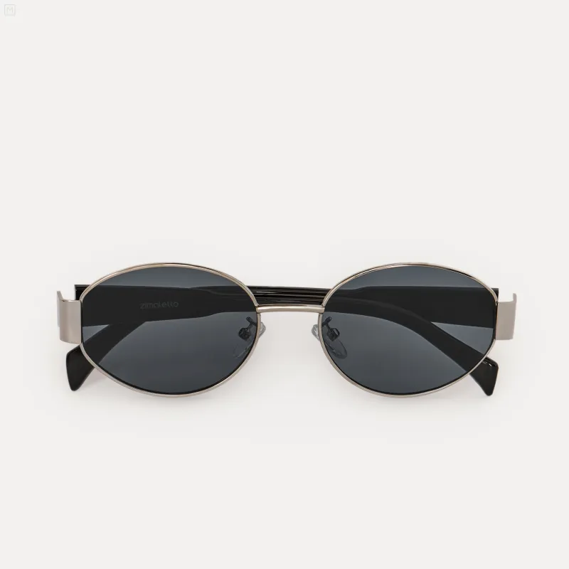 Күннен қорғайтын көзілдірік, металл/пластик, сопақ, күміс-сұр, Round