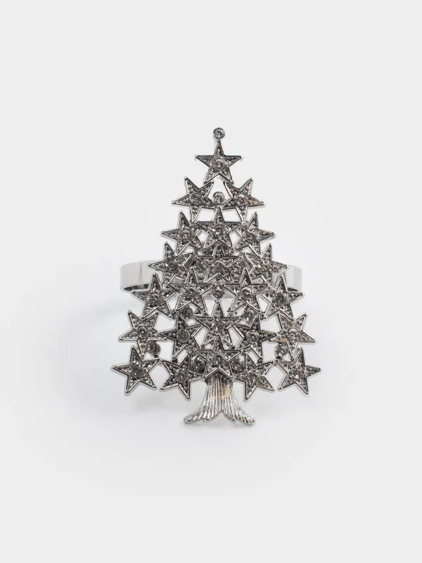 Майлық сақинасы, 7 см, металл, күміс, Шырша, Spruce stars, image-1