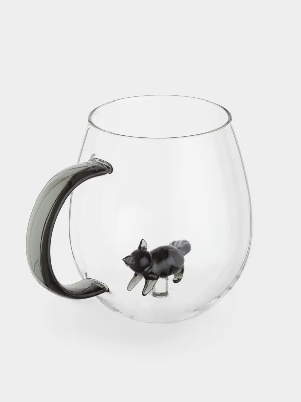 Кружка, 440 мл, стекло Б, черная ручка, Енот, Shape, image-2