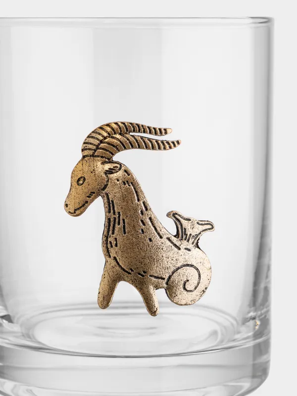 Виски стақаны, 10 см, 340 мл, шыны/металл, алтын түстес, Тауешкі, Zodiac, image-1