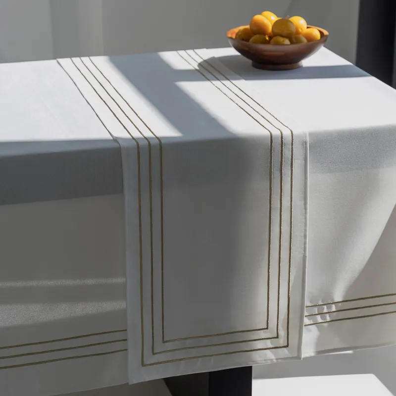 Үстел төсеніші, 40х160 см, полиэстер, ақ, Сызықтар, Trim gold