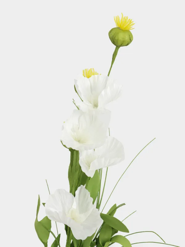 Ветка декоративная, 75 см, Белый мак, Poppy garden, image-2