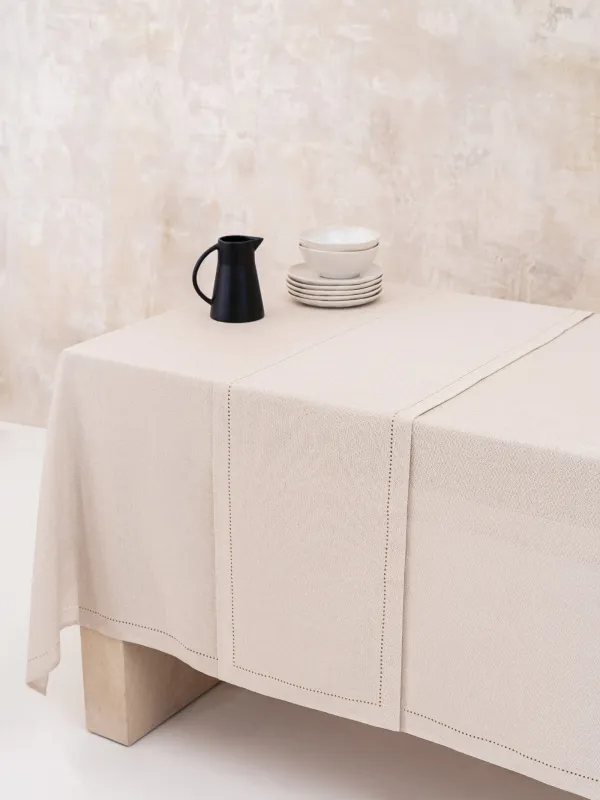 Үстел үсті жолы, 40х160 см, полиэстер, күміс-Крем, Hemstitch, image-8