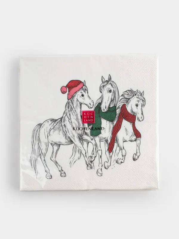 Салфетки бумажные, 33х33 см, 20 шт, Horse trio, image-4