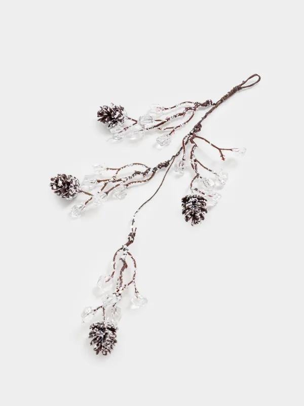 Сәндік әшекей, 35 см, аспалы, акрил/пластик, Кристалдары бар шырша бүршіктері, Crystal sparkle, image-2