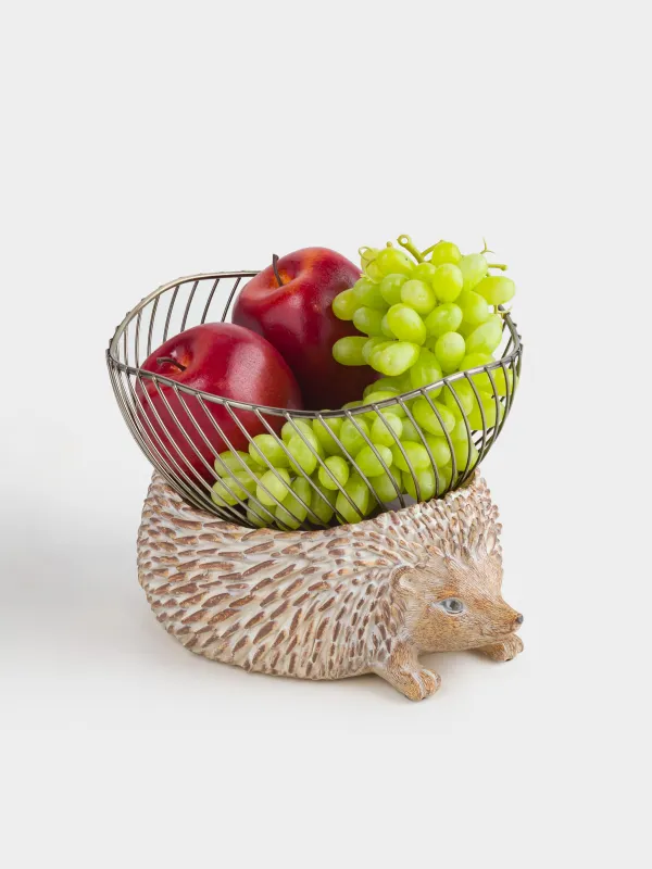 Жеміс себеті, 25х20 см, металл/полирезин, алтын сарғылт-қоңыр, Кірпі, Twist gold, image-4