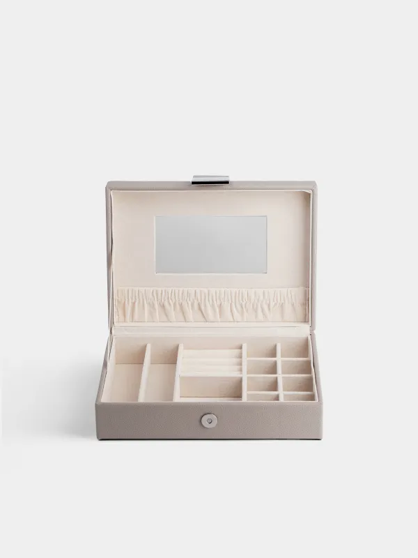 Шкатулка для украшений, 20х15 см, с зеркалом, дерево/искусственная кожа, серая, Premiere one, image-3