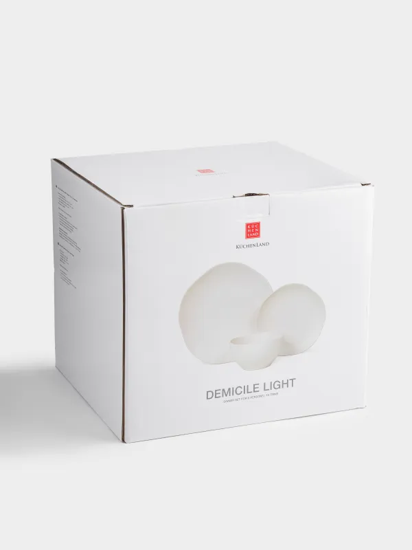 Ас сервизі, 6 адам, 18 зат, керамика, сүт түстес, дақты, Жиегі тегіс емес, Demicile light, image-7