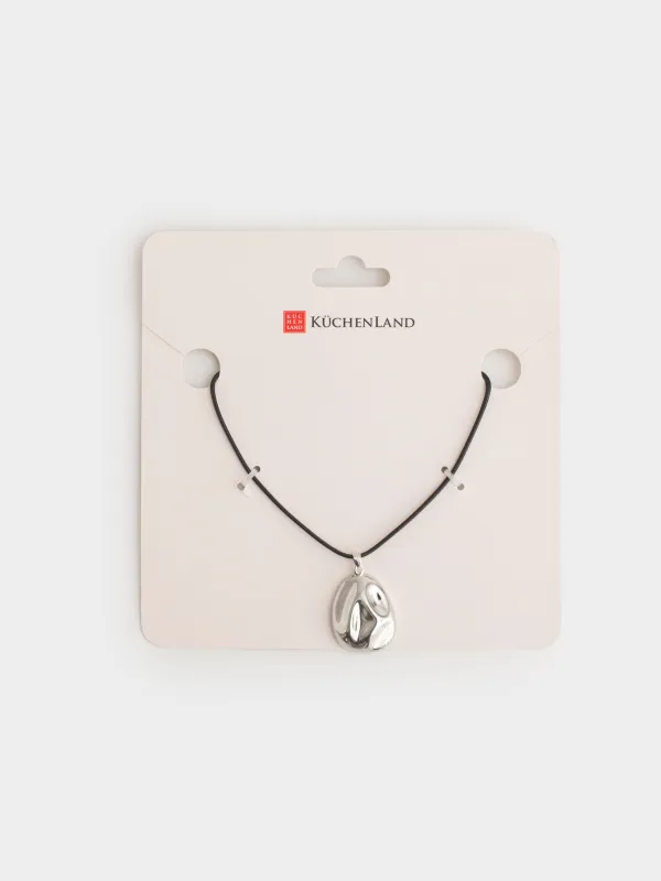 Цепочка-шнурок, 1 м, металл/полиэстер, серебристая, Кулон, Jewelry, image-3