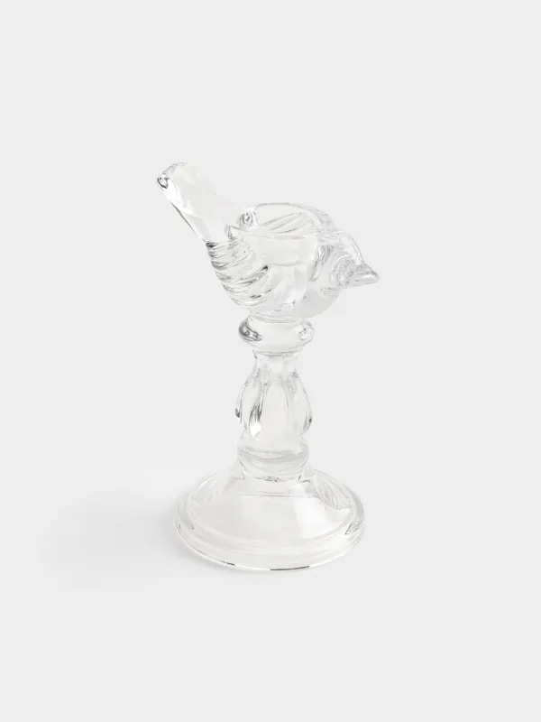 Шам ұстағыш, 19 см, шай/жіңішке шамға арналған, аяқты, шыны Р, Құс, Құстар, image-1