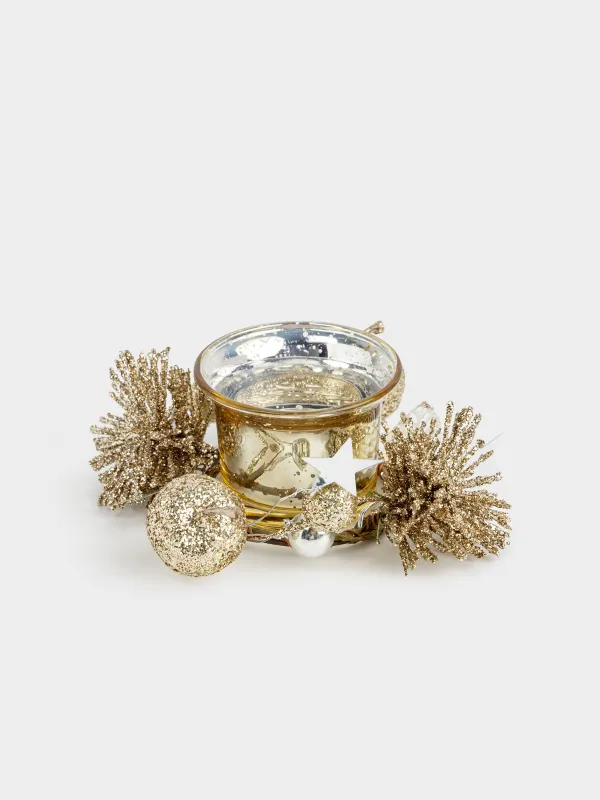 Шам ұстағыш, 11х7 см, шай шамына арналған, шамы бар, шампан, Алма, Apple garden, image-0