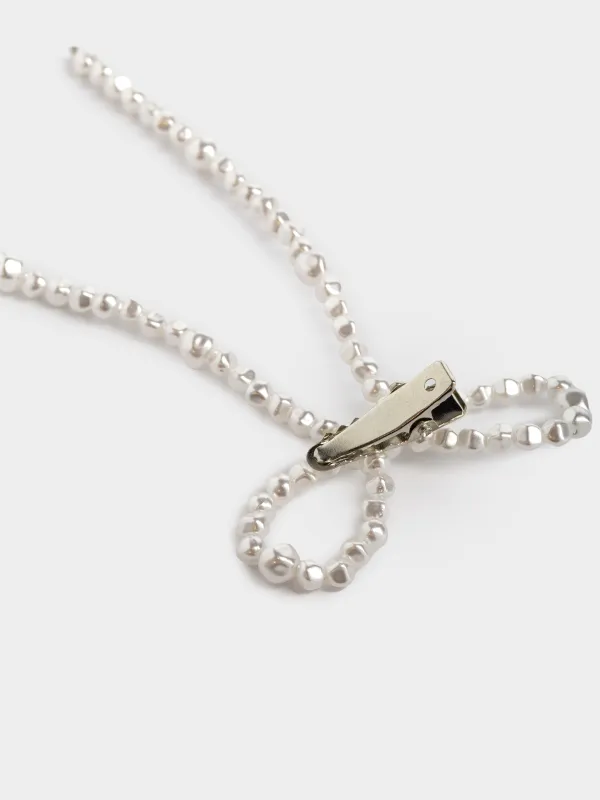 Сәндік әшекей, 6 см, 2 дана, қыстырғышта, пластик/металл, ақ, Бантиктер, Balls decor, image-1