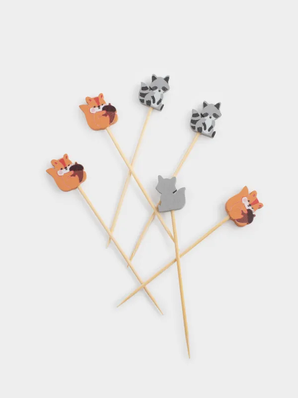 Шпажка для канапе, 9 см, 20 шт, бамбук, коричневая, Белка/Енот, Elegant details, image-2