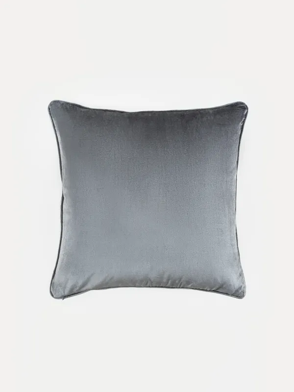 Сәндік жастық, 50х50 см, барқыт/моншақ, сұр, Жылқы, Horse, image-1