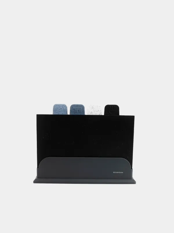 Доска разделочная, 28х19 см, 4 шт, в подставке, пластик, в крапинку, серый микс, Speck, image-2