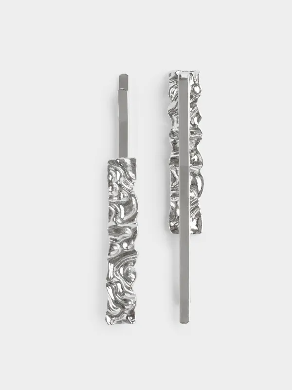 Шаш қыстырғыш, 6 см, 2 дана, металл, күміс, Gediegen, image-3