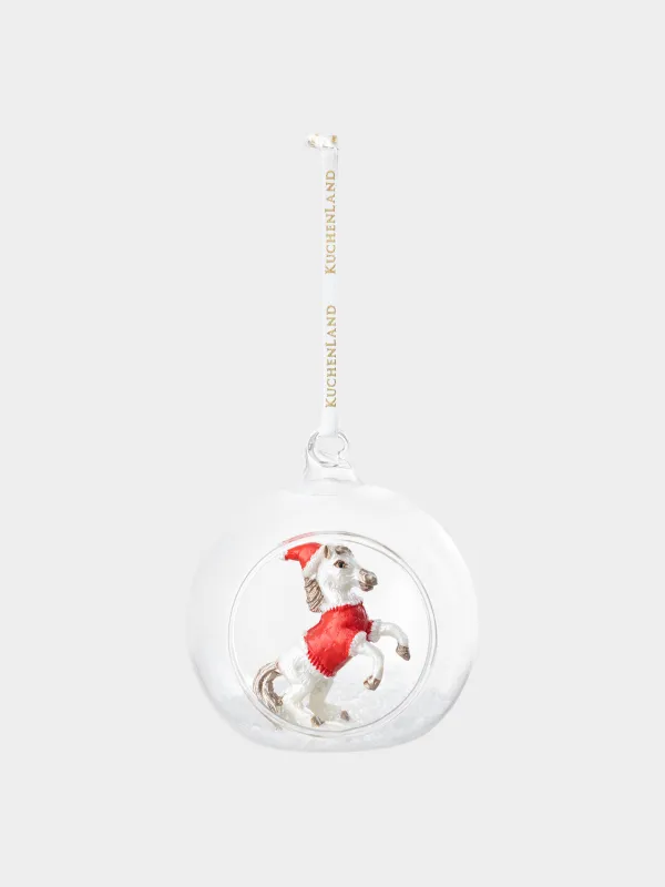 Шырша ойыншығы, 8 см, шыны/полирезин, Шар ішіндегі жылқы, Ball shape, image-1