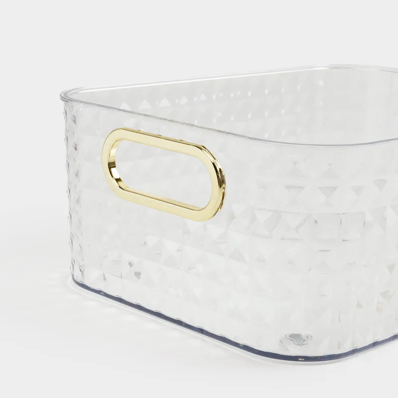 Ящик-органайзер, 27х21х10 см, хозяйственный, с золотистыми ручками, пластик, Kandy, image-7