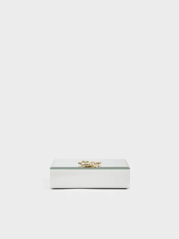 Зергерлік қорап, 15х9 см, шыны, айна, Алтын гүл, Glossy, image-1