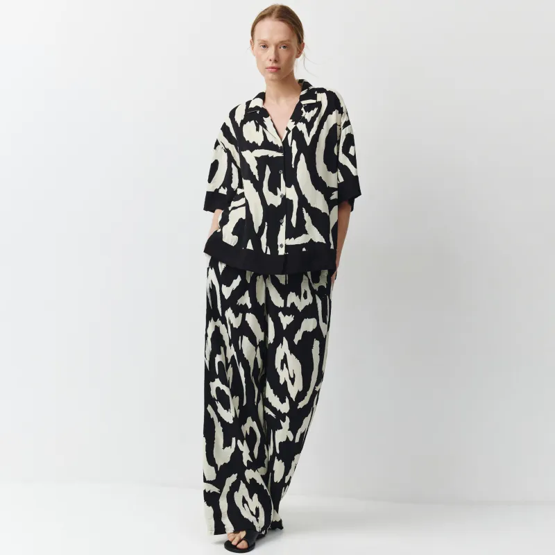 Әйелдер шалбары, өлшемі L, вискоза/полиэстер К, ақ және қара, Emarita