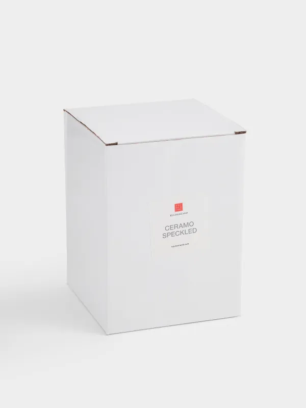 Тұзға арналған ыдыс, 15 см, қасықпен, керамика, сүтті сарғылт-қоңыр, дақты, Ceramo speckled, image-6