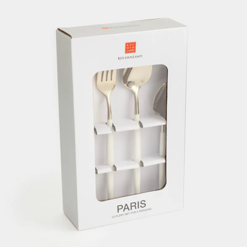 Столовые приборы, 6 перс, 24 пр, сталь, золотисто-молочные, Paris, image-6