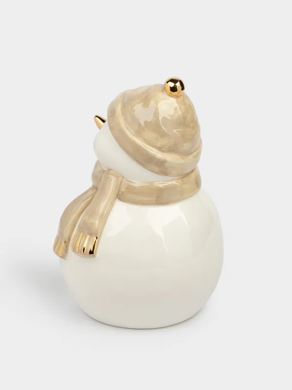 Кәмпит ыдысы, 21х16 см, фарфор P, ақ және сарғылт-қоңыр, Қалпақ пен шарф таққан аққала, Snowy, image-1
